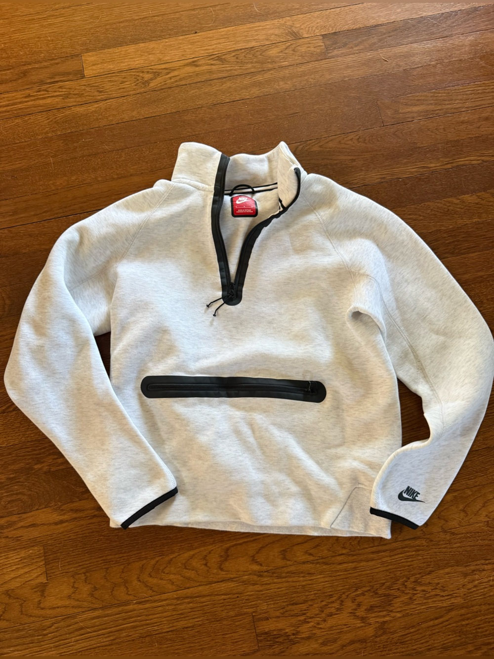 Nike Light Gray Half-Zip Sweatshirt with Black Trim